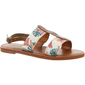 Roxy Chrishelle Women's Sandal Size 7 Tan Floral Slingback Strappy Flat